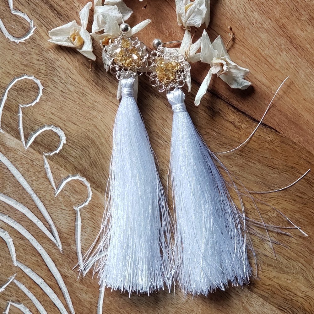 White Tassel Lightweight Earrings